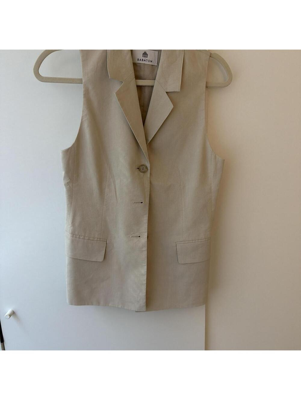 Babaton Beige Sleeveless Suit Vest